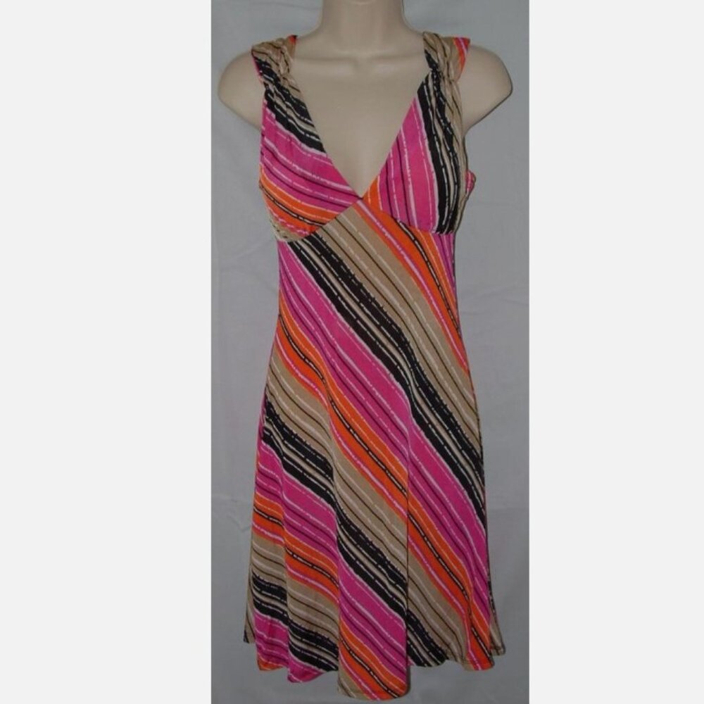 NEW Colorful Stripes Jr Sz Small Sleeveless Stretchy Jersey Knit Sun Dress